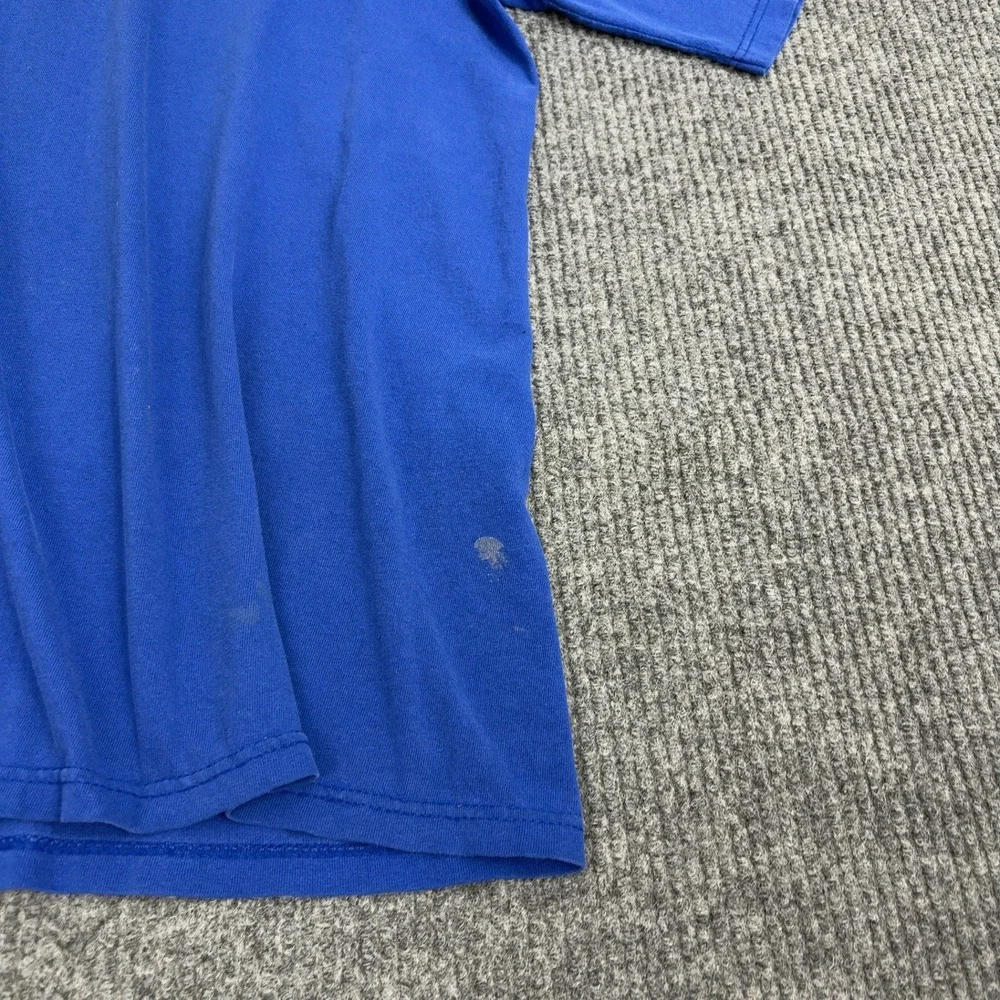 Vintage Adidas T Shirt Mens L Blue Cotton Graphic Logo Sportswear Streetwear
